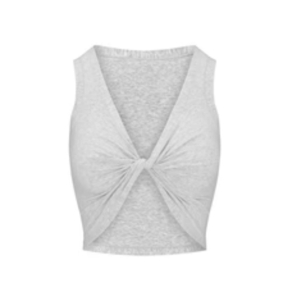 SKIMS Gray Twist Front Crop Top